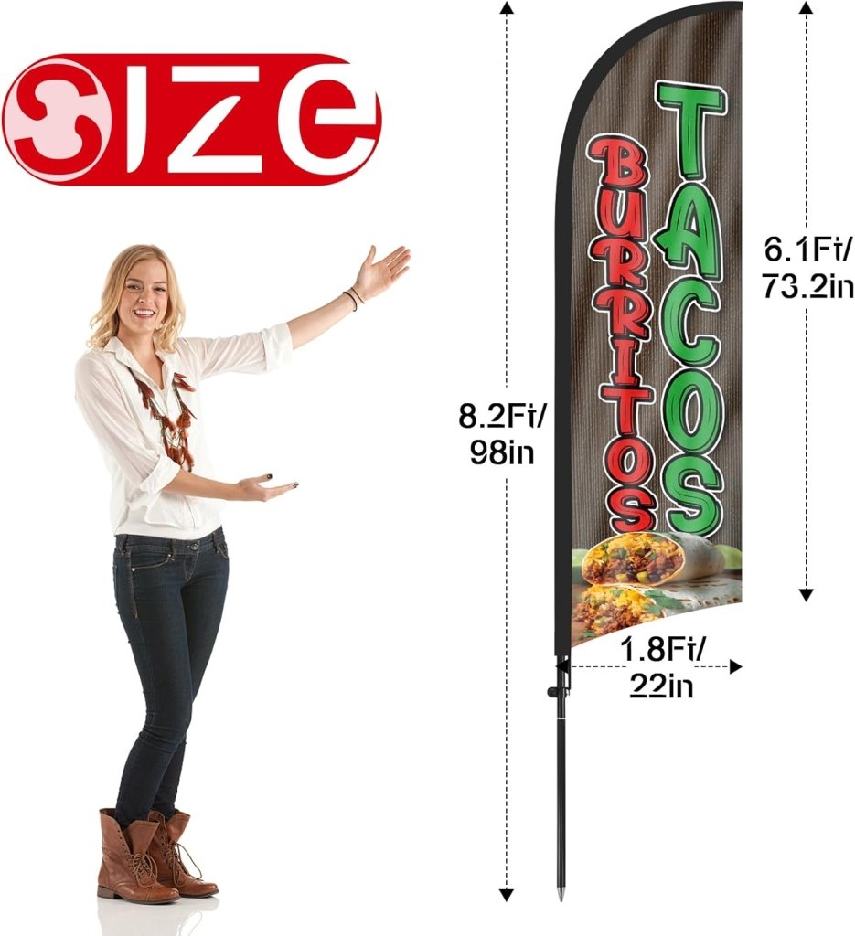 8ft Tacos Burritos Feather Flag Pole Kit