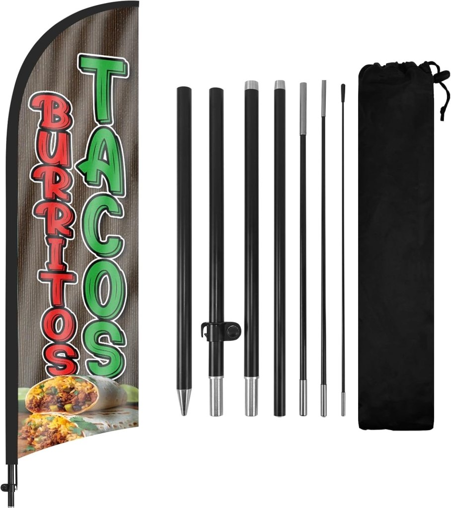8ft Tacos Burritos Feather Flag Pole Kit