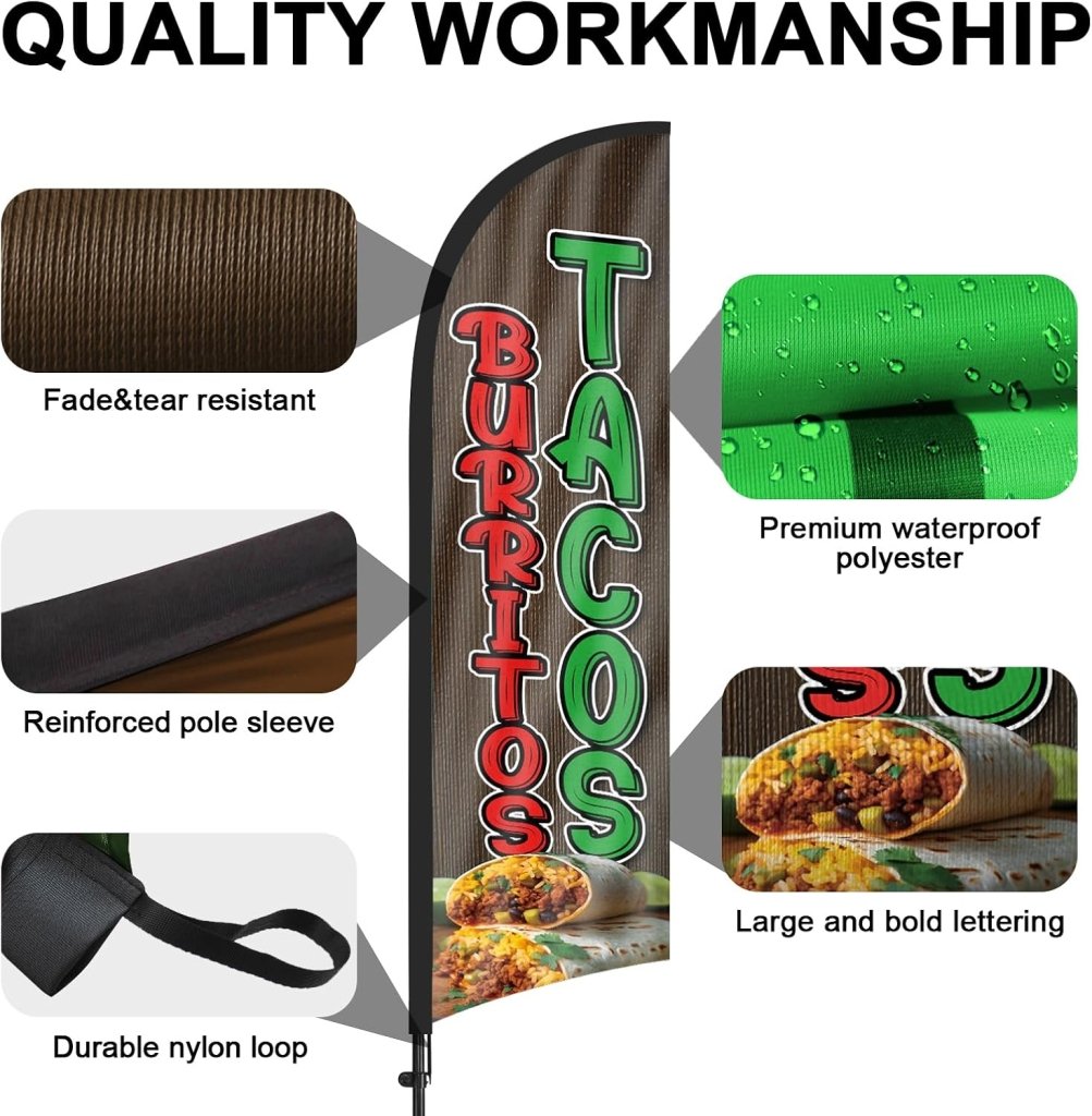 8ft Tacos Burritos Feather Flag Pole Kit
