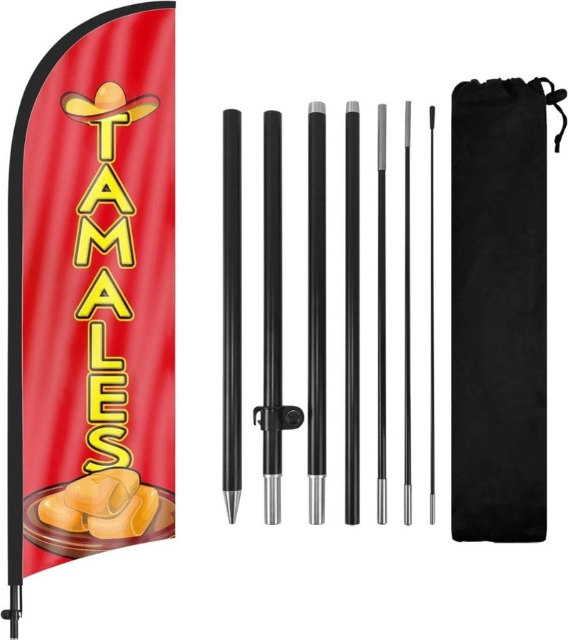 8ft Tamales Feather Flag Kit - tamales for sale sign with Pole and Stake - FSFlag