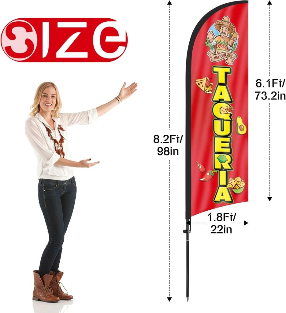 8ft Taqueria Feather Flag Kit with Pole and Stake