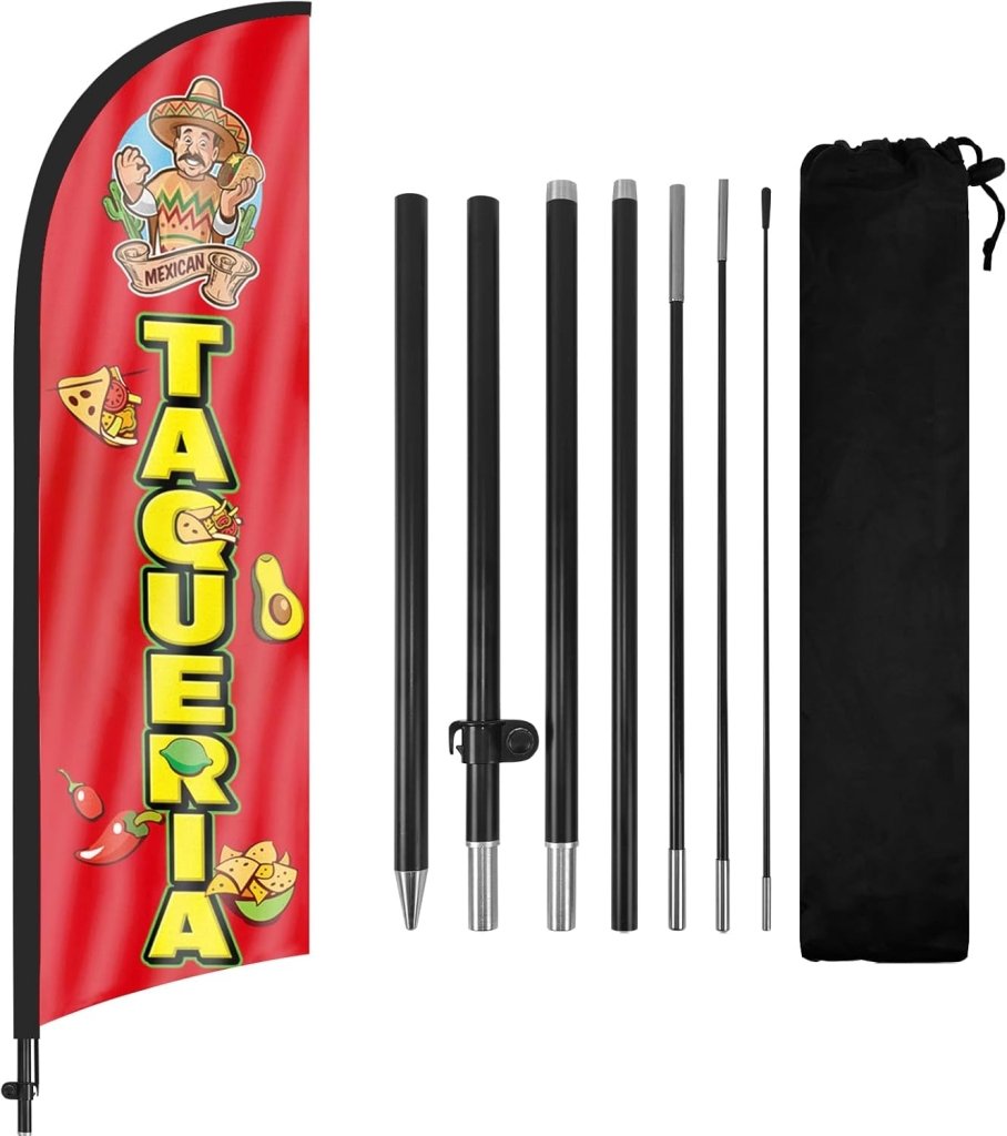 8ft Taqueria Feather Flag Kit with Pole and Stake - FSFlag