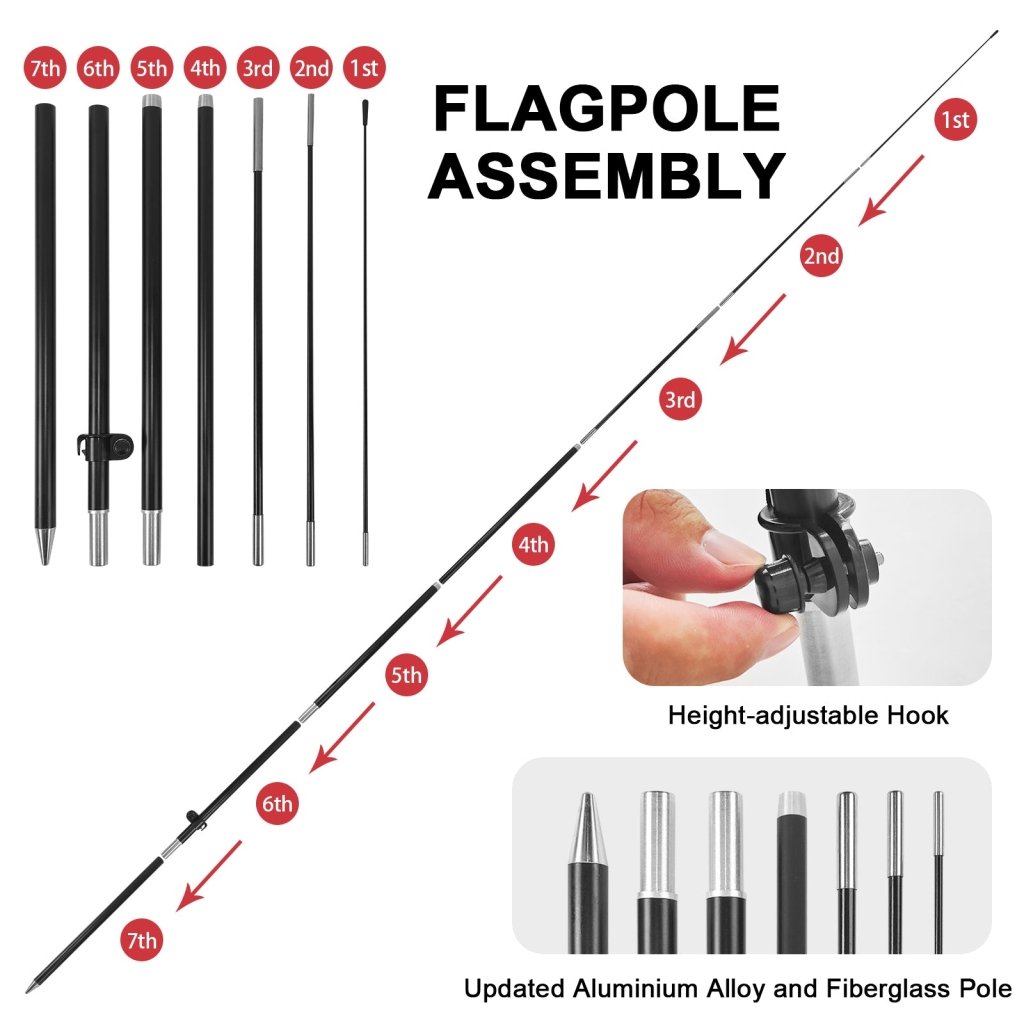 8ft Tattoo Feather Flag Pole Kit