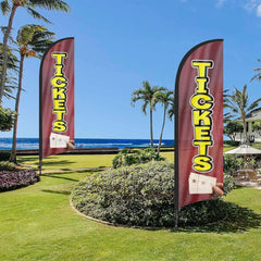 8Ft Tickets Feather Flag with Pole & Stake