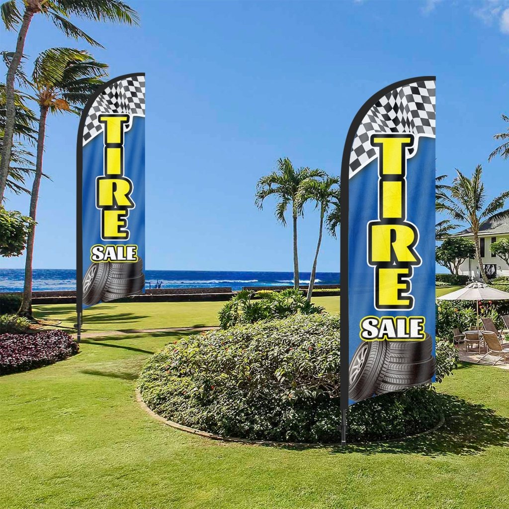 8Ft Tire Sale Blue Feather Flag with Pole & Stake