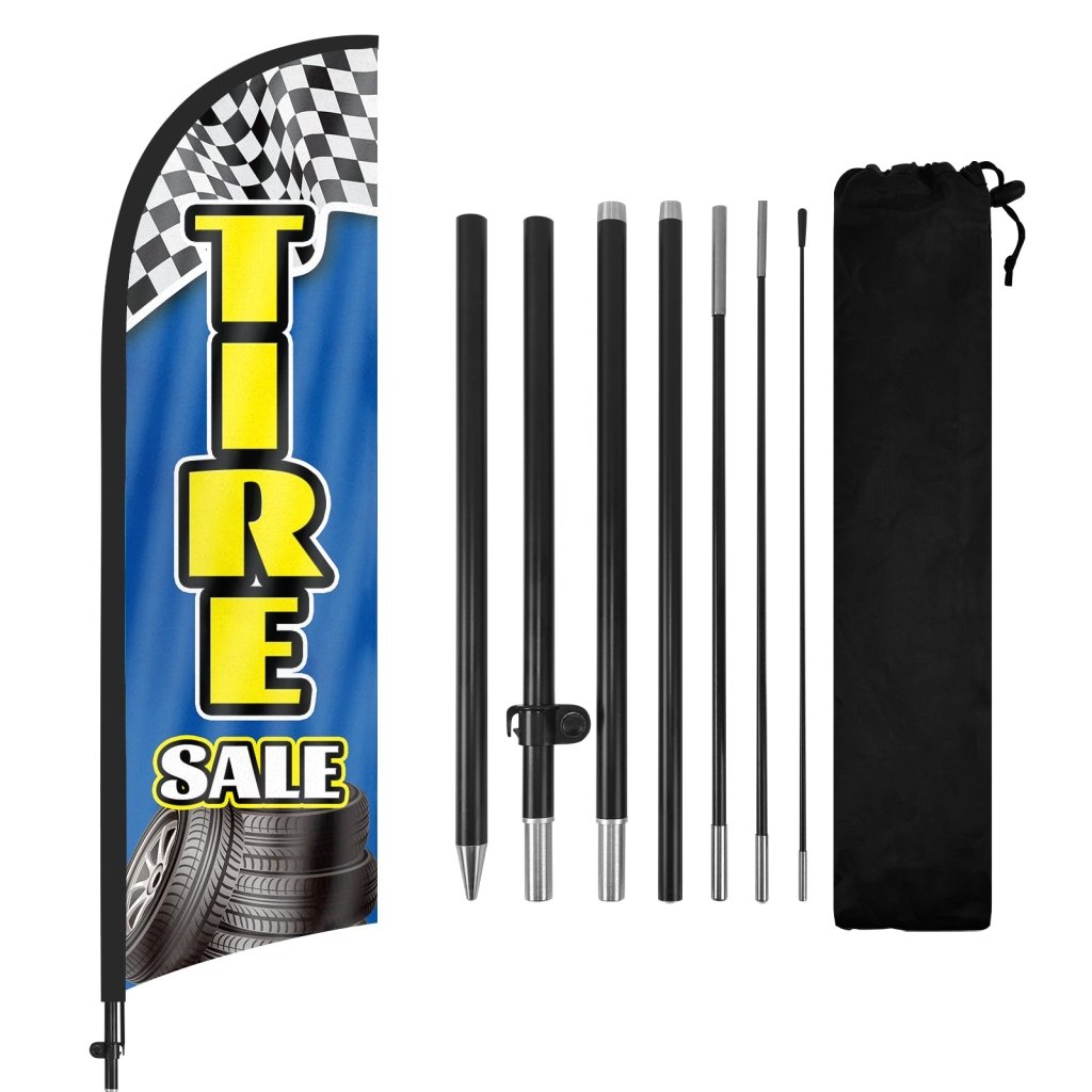 8Ft Tire Sale Blue Feather Flag with Pole & Stake