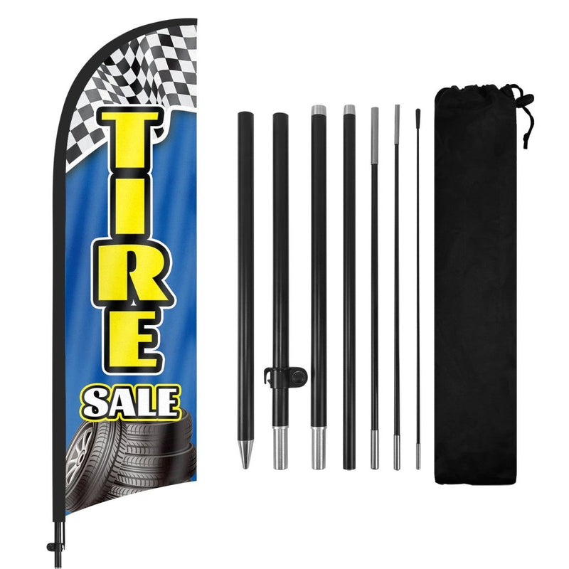 8Ft Tire Sale Blue Feather Flag with Pole & Stake