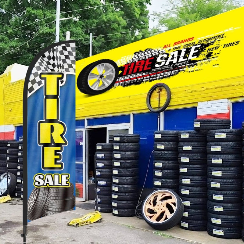 8Ft Tire Sale Blue Feather Flag with Pole & Stake