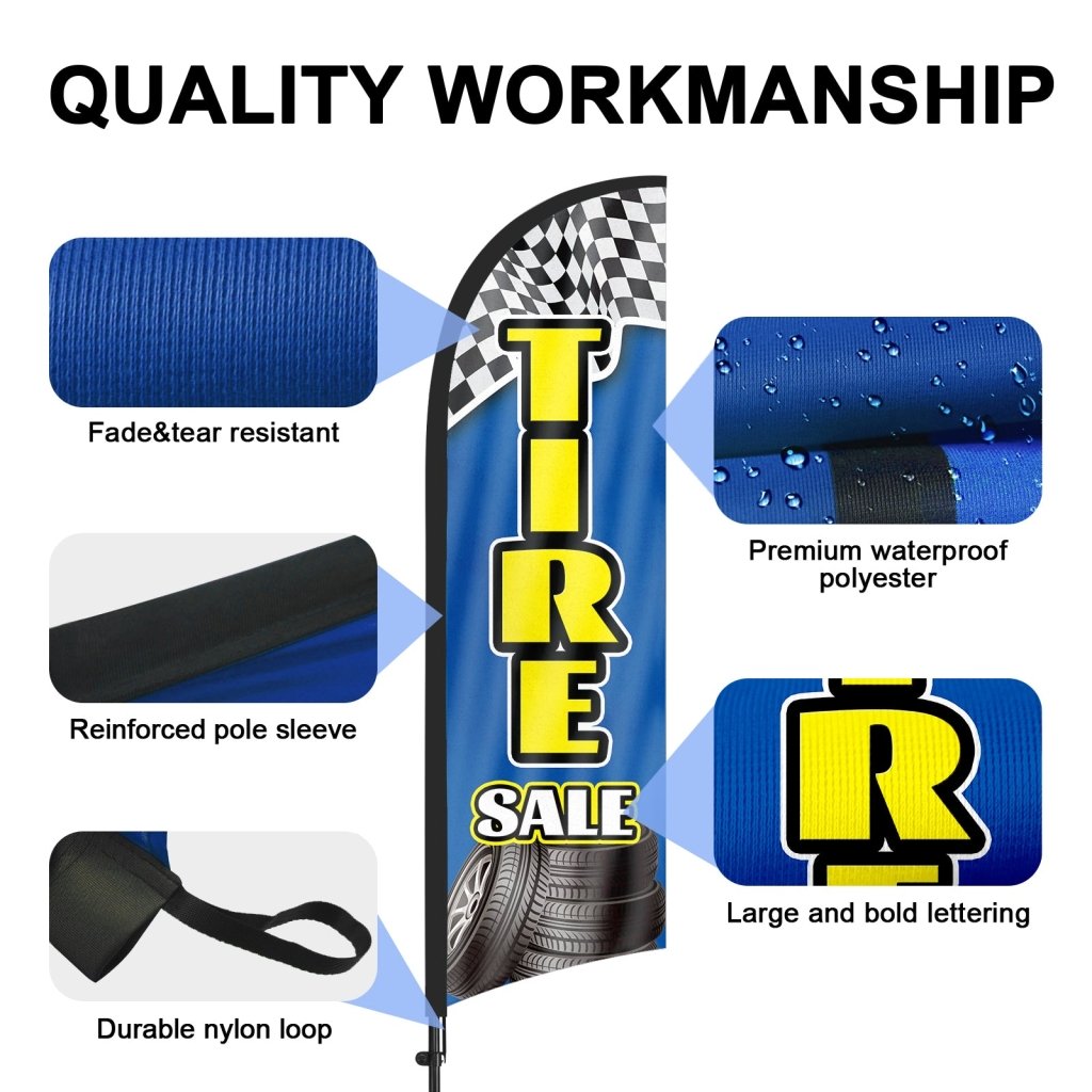8Ft Tire Sale Blue Feather Flag with Pole & Stake