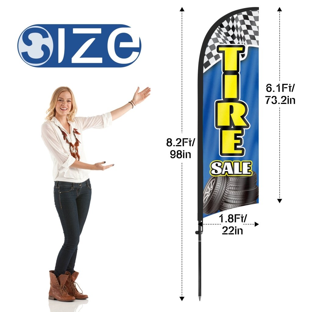 8Ft Tire Sale Blue Feather Flag with Pole & Stake
