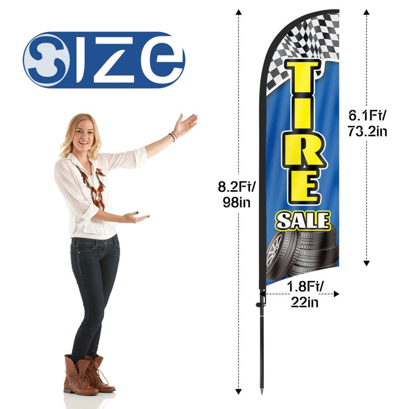 8Ft Tire Sale Blue Feather Flag with Pole & Stake