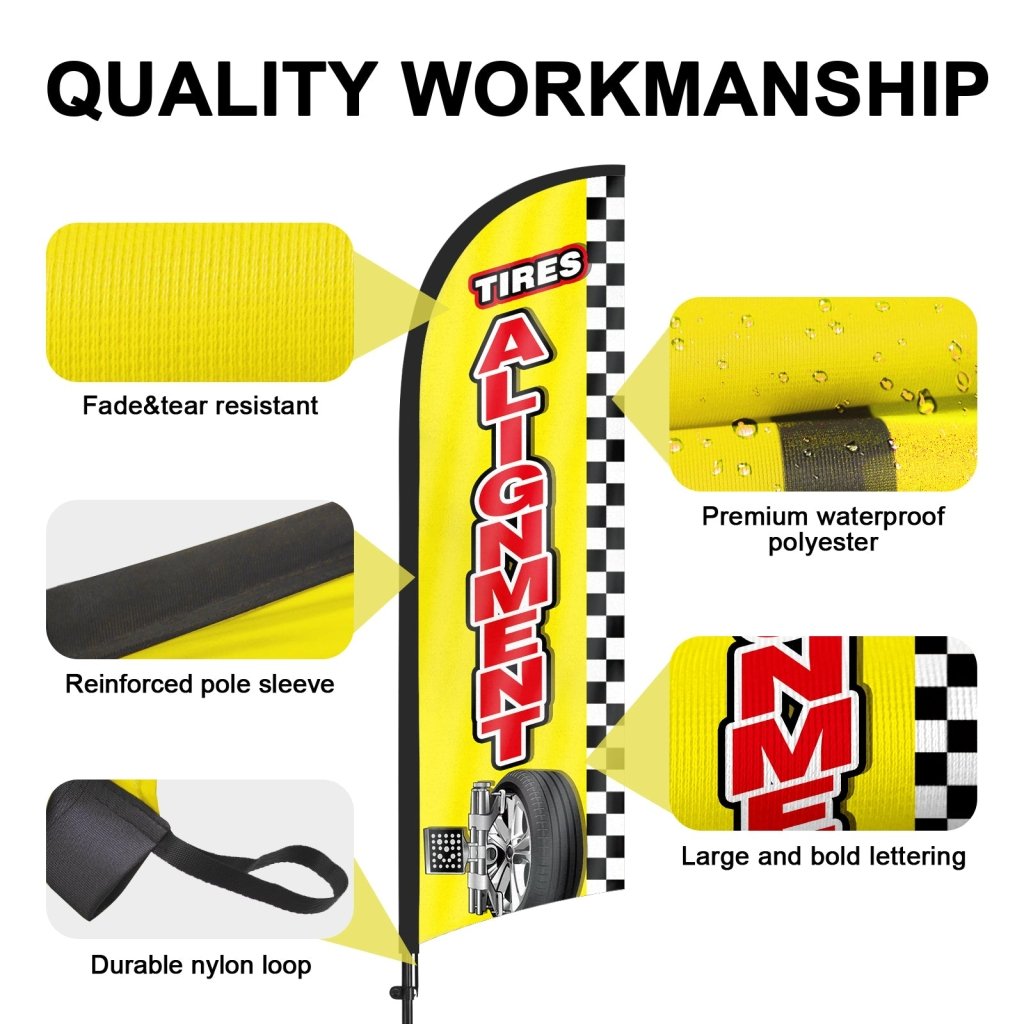 8ft Tires Alignment Feather Flag Pole Kit