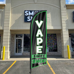 8ft Vape Smoke Shop Green Feather Flag Pole Kit