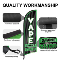 8ft Vape Smoke Shop Green Feather Flag Pole Kit