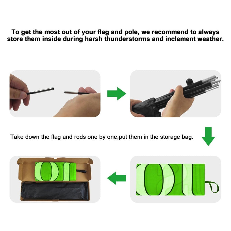 8ft Vape Smoke Shop Green Feather Flag Pole Kit