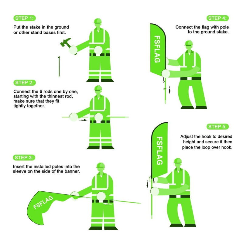 8ft Vape Smoke Shop Green Feather Flag Pole Kit