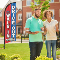 8ft Walk Ins Drive Out Feather Flag with Pole Kit