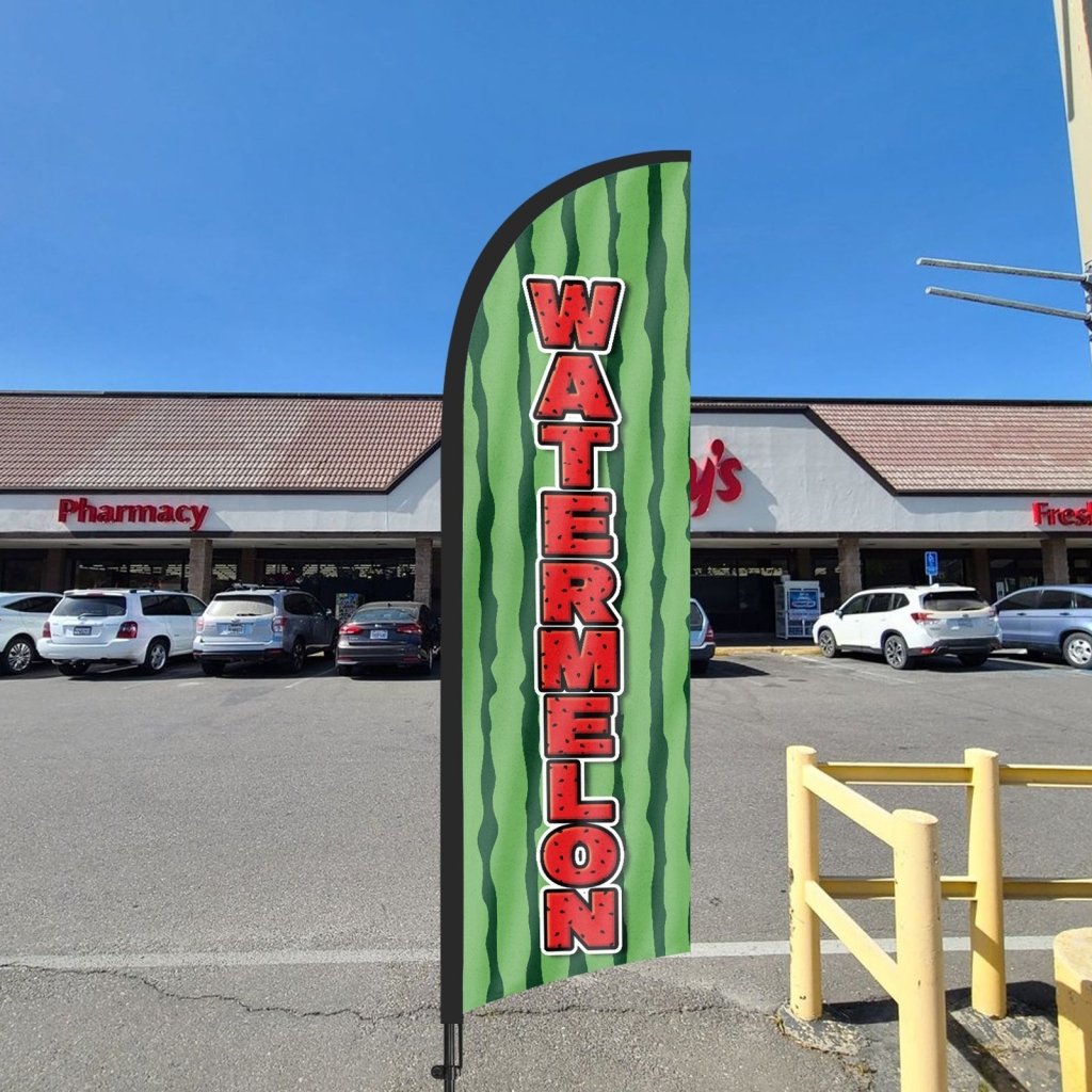 8ft Watermelon Feather Flag with Pole and Stake