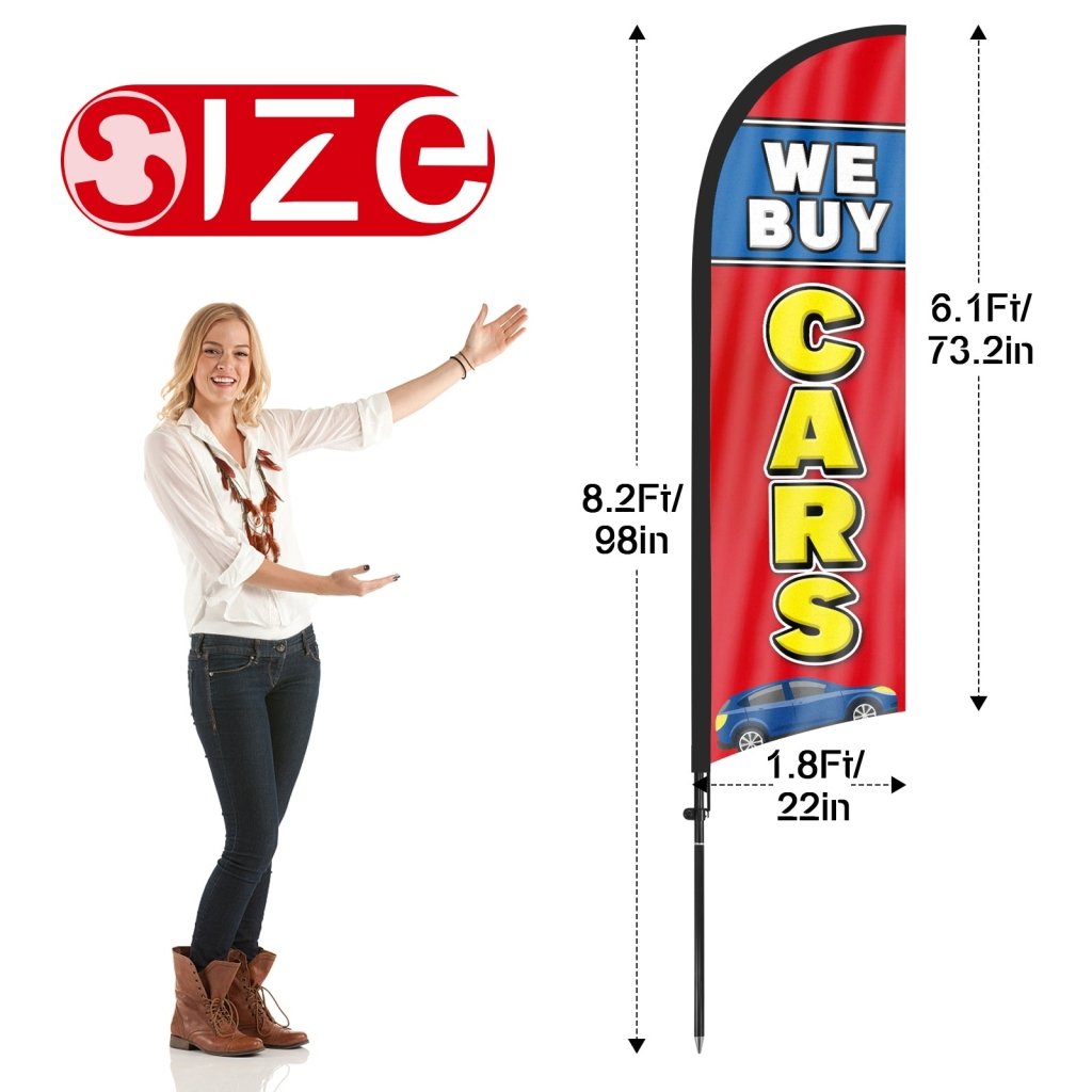 8ft We Buy Cars Feather Flag Pole Kit