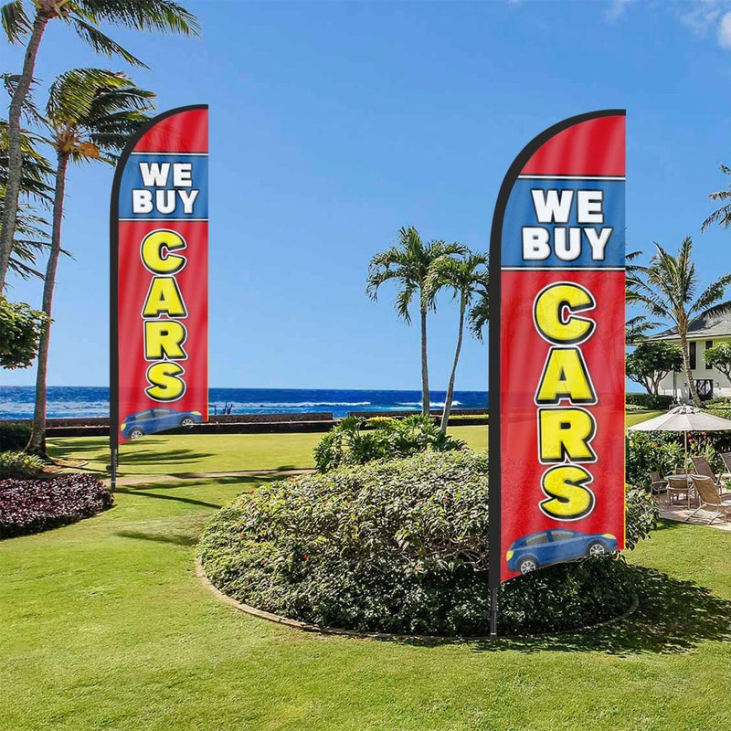 8ft We Buy Cars Feather Flag Pole Kit