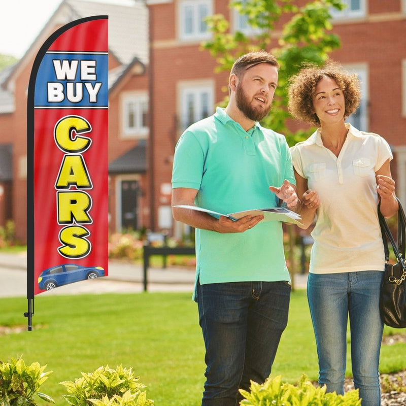 8ft We Buy Cars Feather Flag Pole Kit