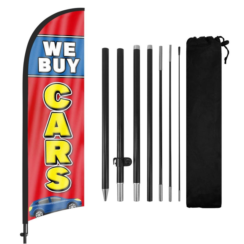 8ft We Buy Cars Feather Flag Pole Kit