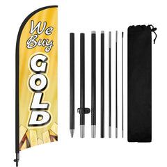 8ft We Buy Gold Feather Flag Pole Kit