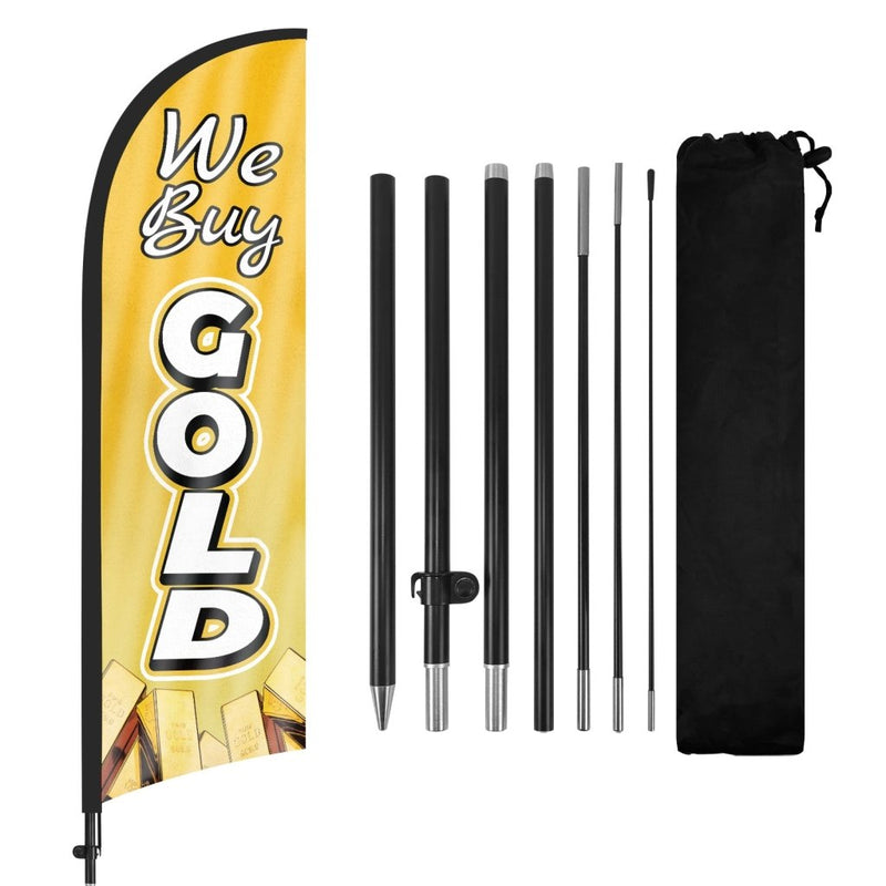 8ft We Buy Gold Feather Flag Pole Kit