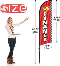 8Ft We Finance Feather Flag for Business with Pole and Ground Stake