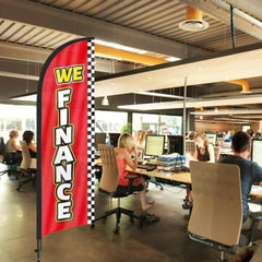 8Ft We Finance Feather Flag for Business with Pole and Ground Stake