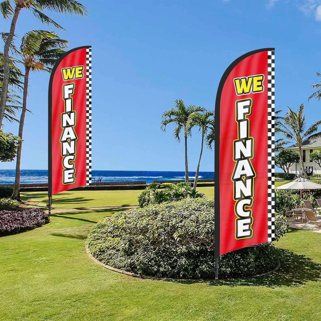 8Ft We Finance Feather Flag for Business with Pole and Ground Stake