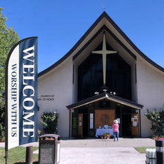 8ft Welcome Worship with Us Feather Flag Pole Kit