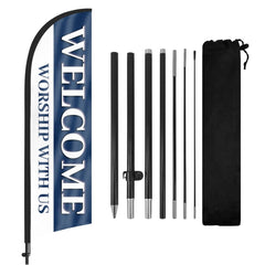 8ft Welcome Worship with Us Feather Flag Pole Kit
