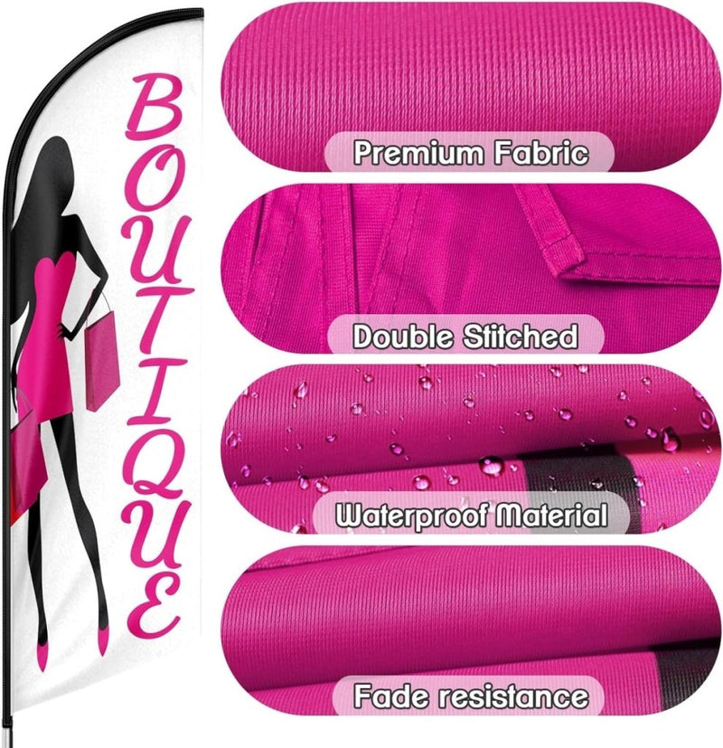 8ft White Boutique Feather Flag for Boutique Business（Flagpole Not Included） - FSFlag