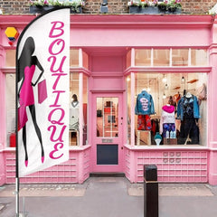 8ft White Boutique Feather Flag for Boutique Business（Flagpole Not Included） - FSFlag