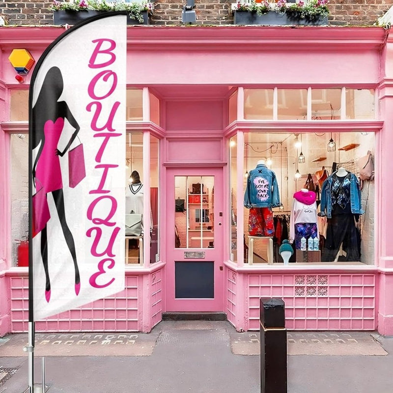 8ft White Boutique Feather Flag for Boutique Business（Flagpole Not Included） - FSFlag