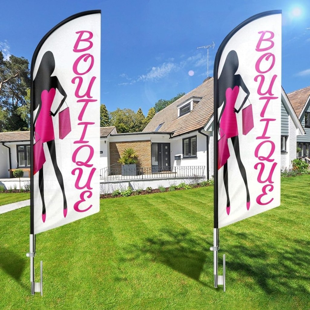 8ft White Boutique Feather Flag for Boutique Business（Flagpole Not Included） - FSFlag