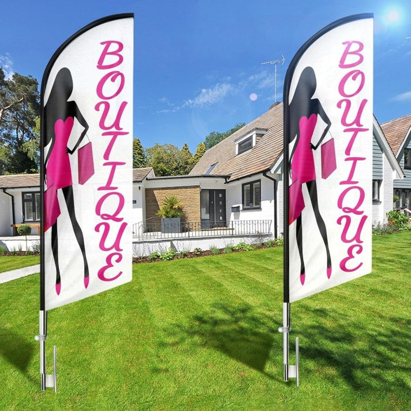 8ft White Boutique Feather Flag for Boutique Business（Flagpole Not Included） - FSFlag