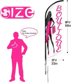 8ft White Boutique Feather Flag for Boutique Business（Flagpole Not Included） - FSFlag