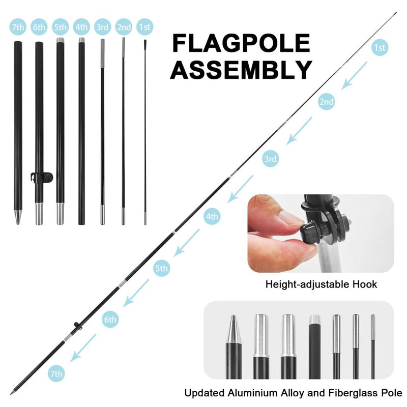 8ft Windshield Repair Feather Flag Pole Kit