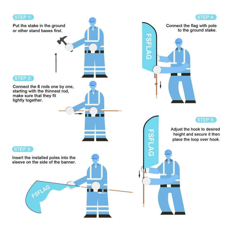 8ft Windshield Repair Feather Flag Pole Kit