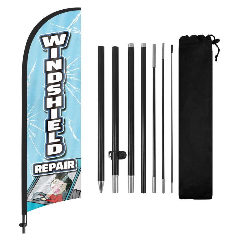 8ft Windshield Repair Feather Flag Pole Kit