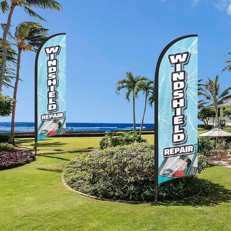 8ft Windshield Repair Feather Flag Pole Kit