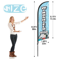 8ft Windshield Repair Feather Flag Pole Kit
