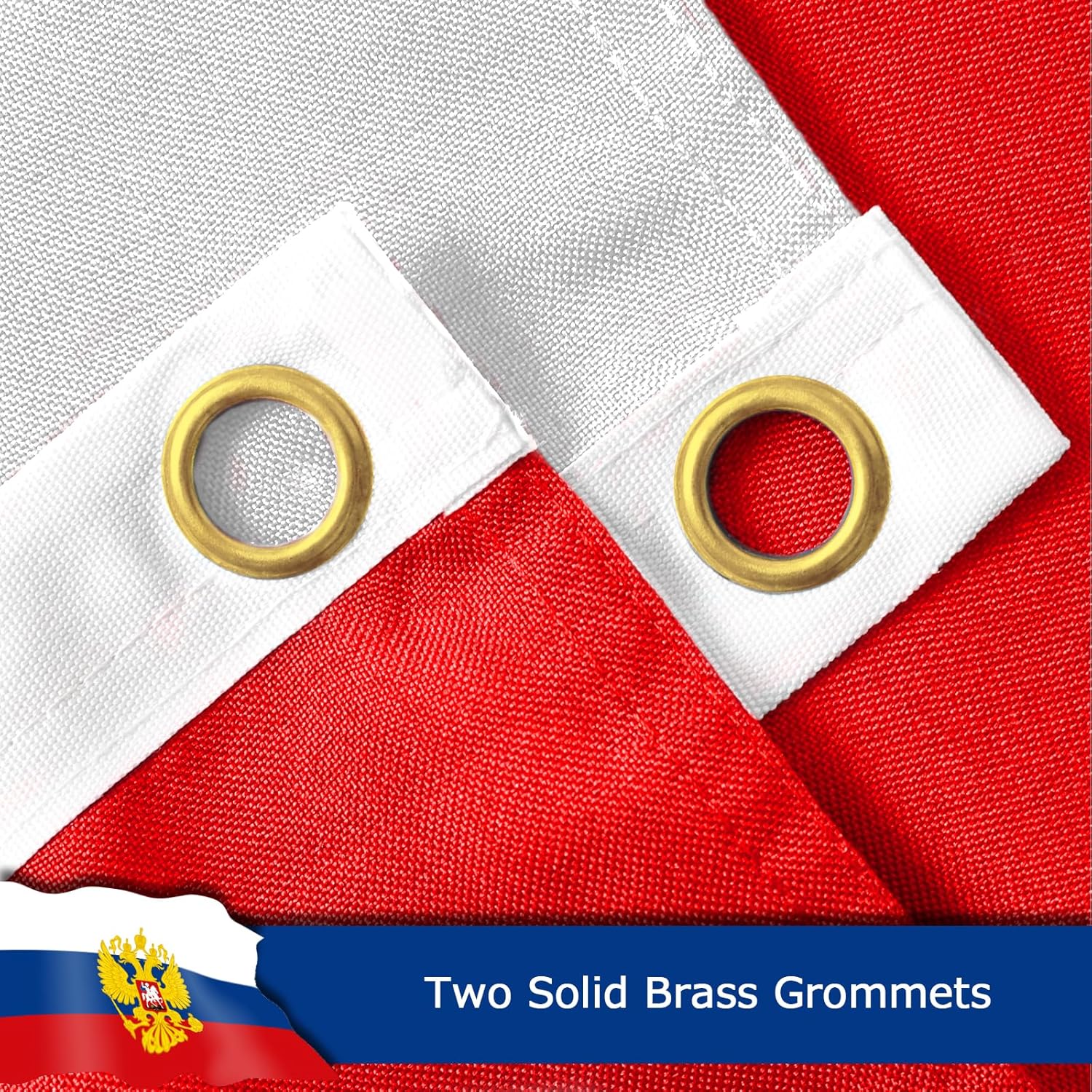 Russia Russian Ensign Flag for Outside, 400D Heavy Duty Polyester, Double-Sided Printing, Quadruple Stitched Fly Hem, Fade Resistant, 2 Brass Grommets