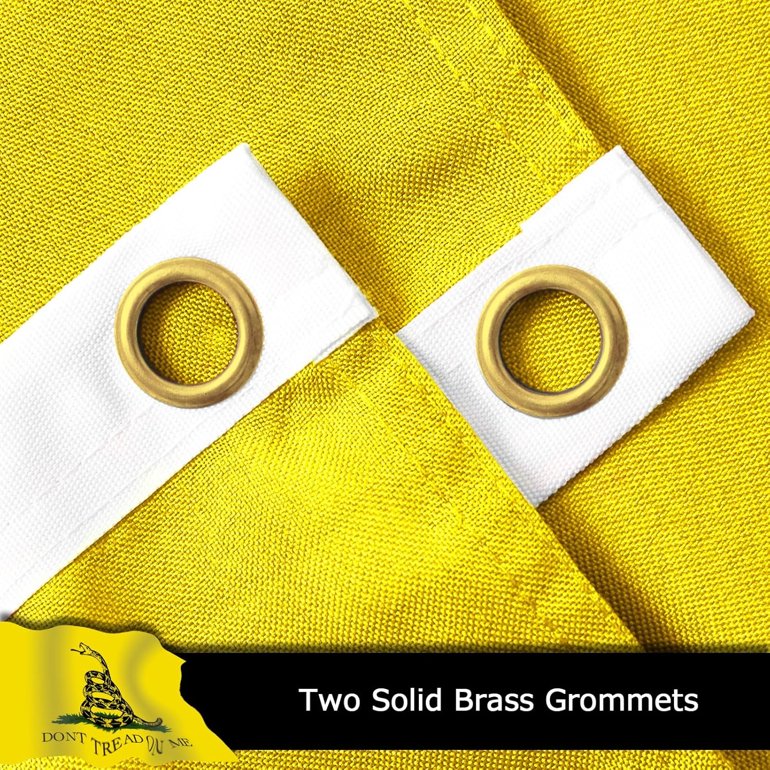 Gadsden Don't Tread On Me Flag for Outside, 400D Heavy Duty Polyester, Double-Sided Printing, Quadruple Stitched Fly Hem, Fade Resistant, 2 Brass Grommets