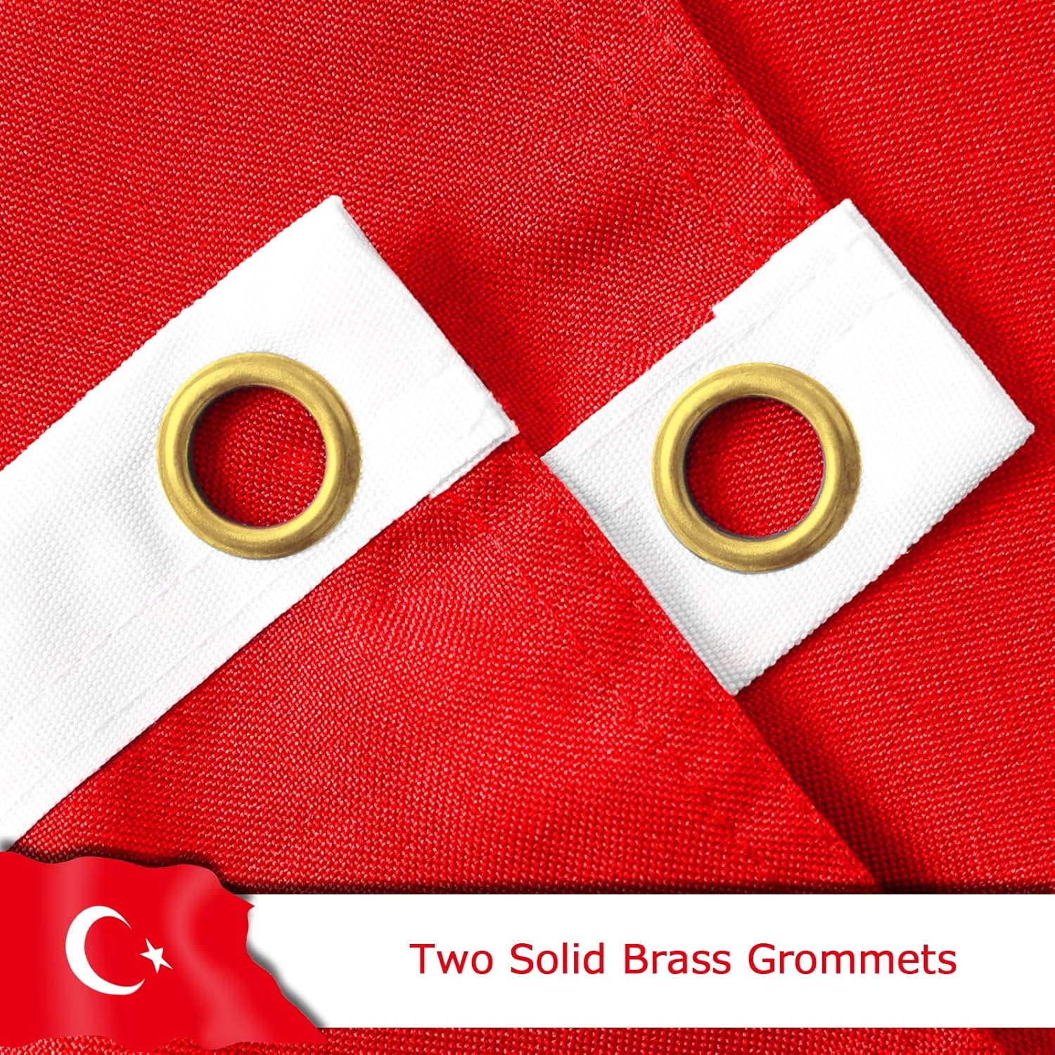 Turkey Turkish Flag for Outside, 400D Heavy Duty Polyester, Double-Sided Printing, Quadruple Stitched Fly Hem, Fade Resistant, 2 Brass Grommets