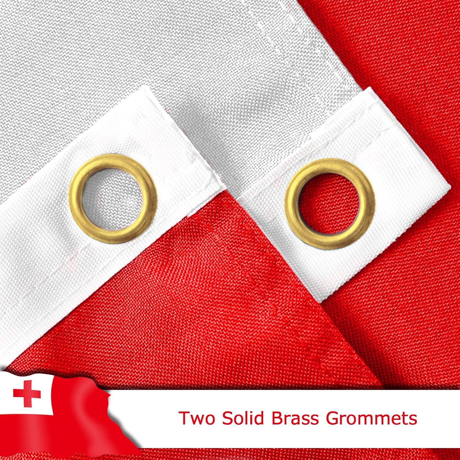 Tonga Tongan Flag for Outside, 400D Heavy Duty Polyester, Double-Sided Printing, Quadruple Stitched Fly Hem, Fade Resistant, 2 Brass Grommets