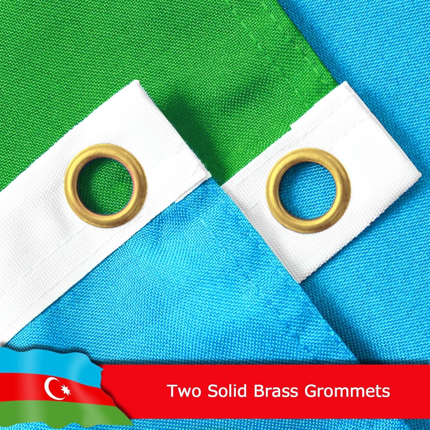 Azerbaijan Azerbaijanis Azeris Flag for Outside, 400D Heavy Duty Polyester, Double-Sided Printing, Quadruple Stitched Fly Hem, Fade Resistant, 2 Brass Grommets