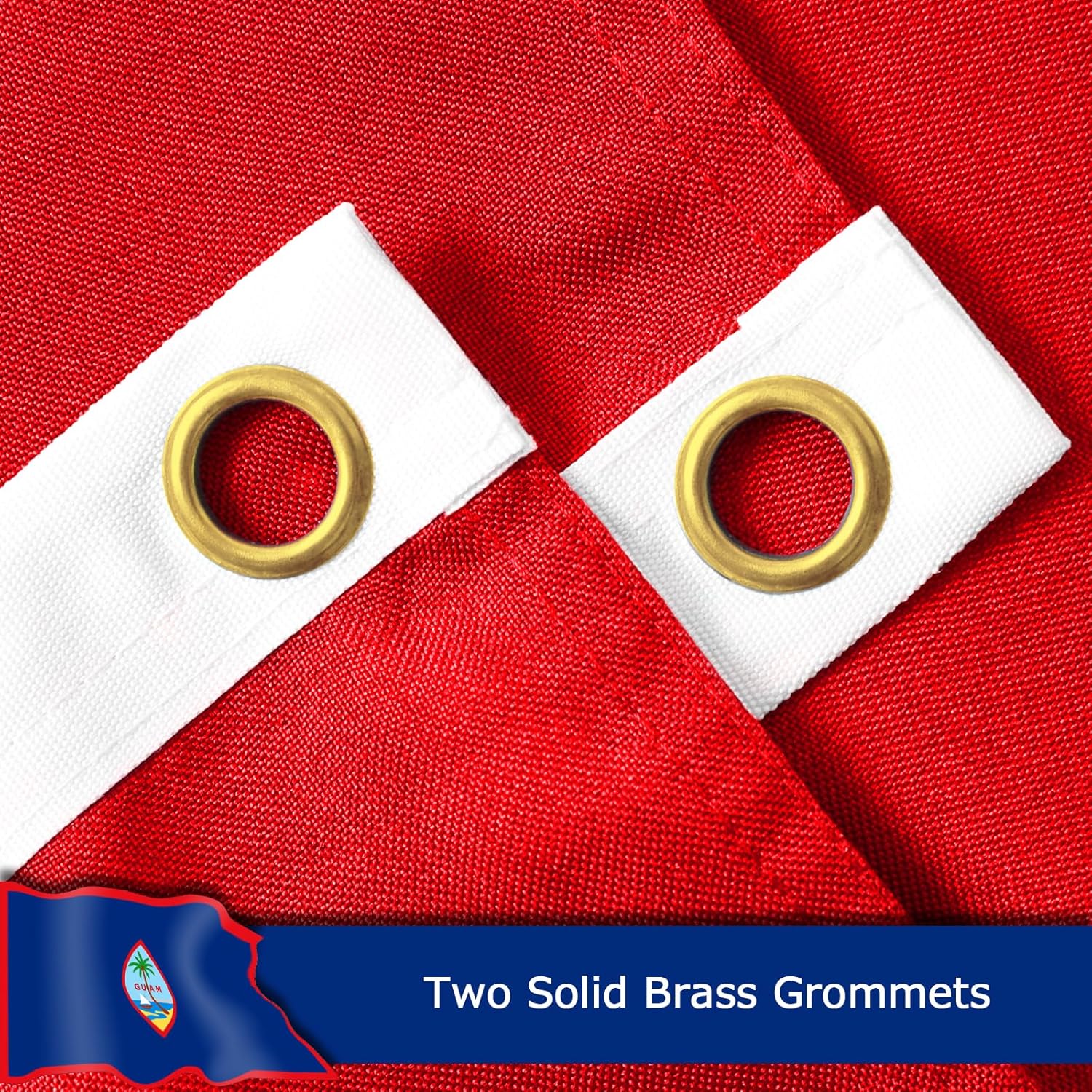 Guam Guamanian Flag for Outside, 400D Heavy Duty Polyester, Double-Sided Printing, Quadruple Stitched Fly Hem, Fade Resistant, 2 Brass Grommets